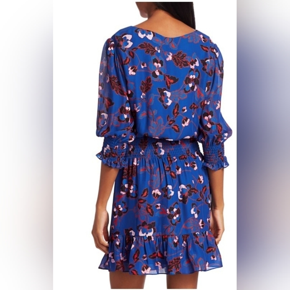 PARKER Olympia Silk-Blend Floral Blouson Dress SIZE M - Picture 2 of 11